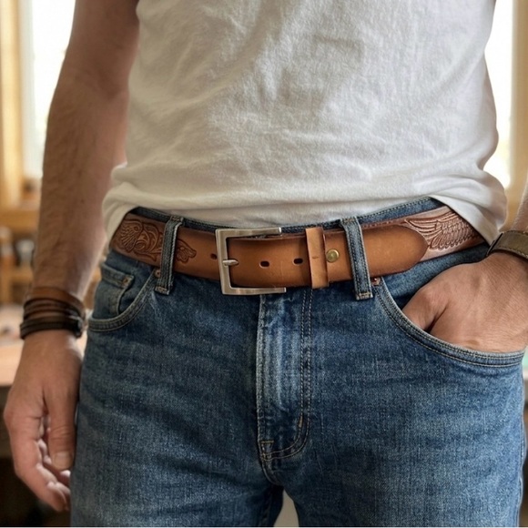 Cindilo genuine leather belt unisex size 38 made in Mexico